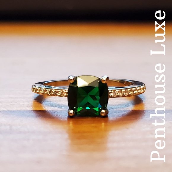FINAL RESTOCK!! Cushion Cut Green Emerald Ring - Picture 3 of 7